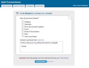 LinkedIn invitation to connect