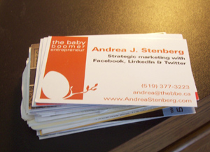 business cards pile