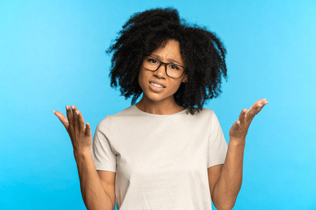 woman looking surprised and asking 'what???'