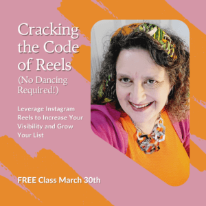Andrea Stenberg, video marketing coach, introduces the free workshop Cracking the Code of Reels
